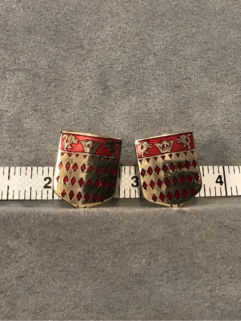 Red and Gold Heraldic Shield Cuff Links